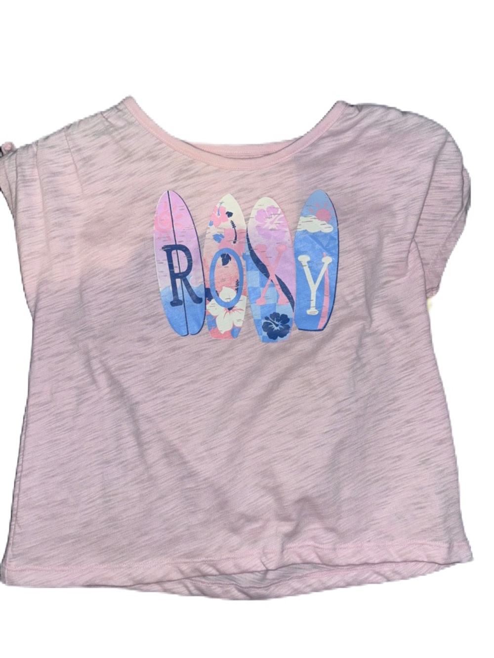 Roxy Pastel Pink Surfboard Graphic Tee & Striped Lounge Shorts set Girls Size 12 - Picture 5 of 9
